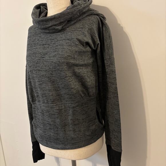 Athleta Women's Batwing Cowl Gray Pullover Large Pockets S Small - Picture 3 of 9